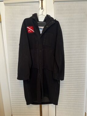 Black Hooded Fleece Coat - Brand Unknown